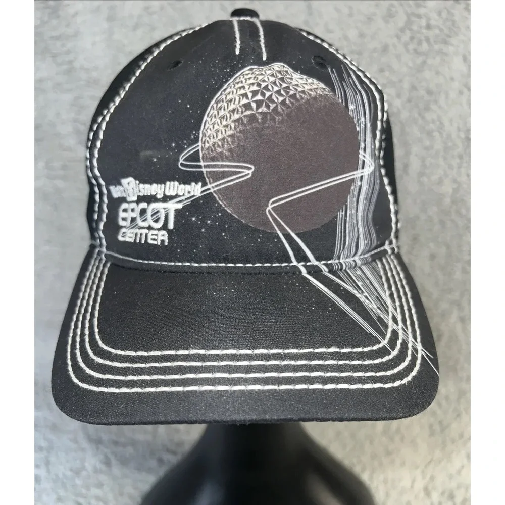 Disney Parks Epcot Center Black Spaceship Earth Adjustable Cap Hat *Rare
